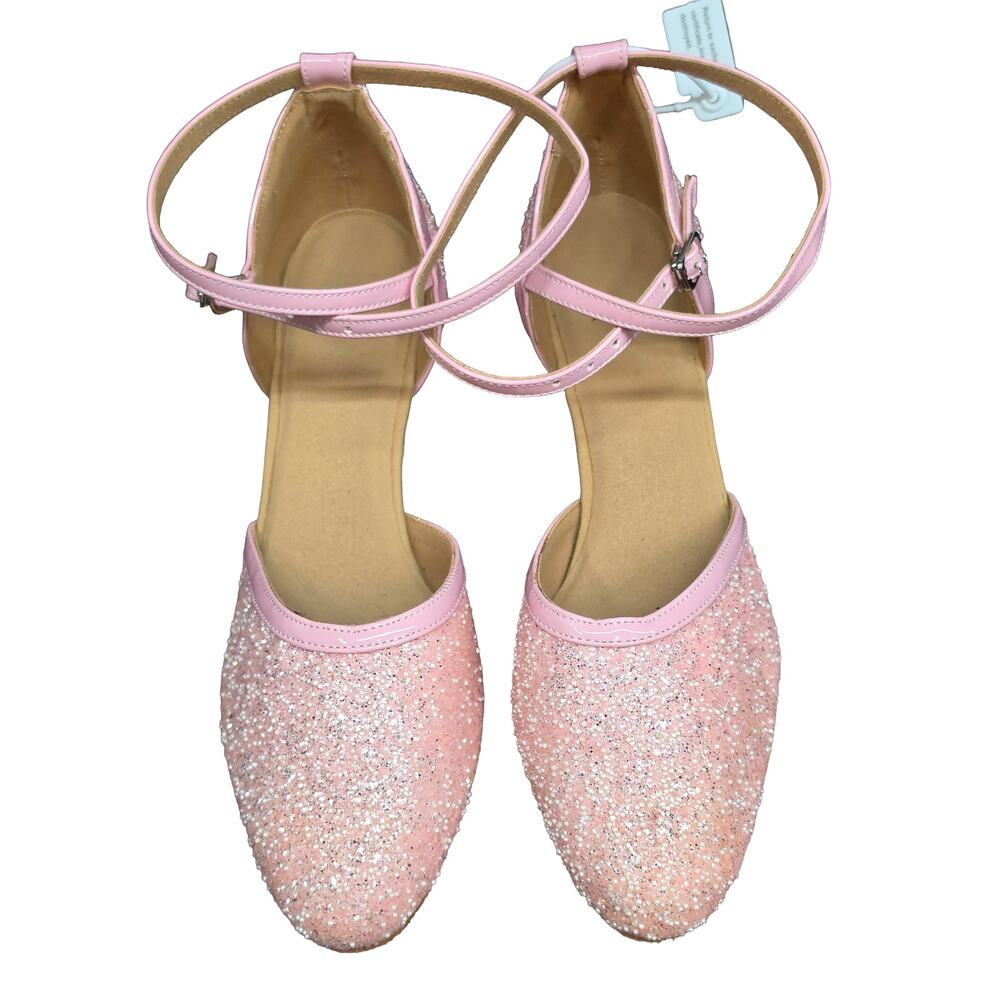 Dance & Sway Pink Glitter Latin Dance Heels Cuban Ballroom 8.5